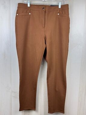 NWT Chico’s Women’s So Slimming Refined Ponte Slim Ankle Pants Brown Sz 2.5 (14)